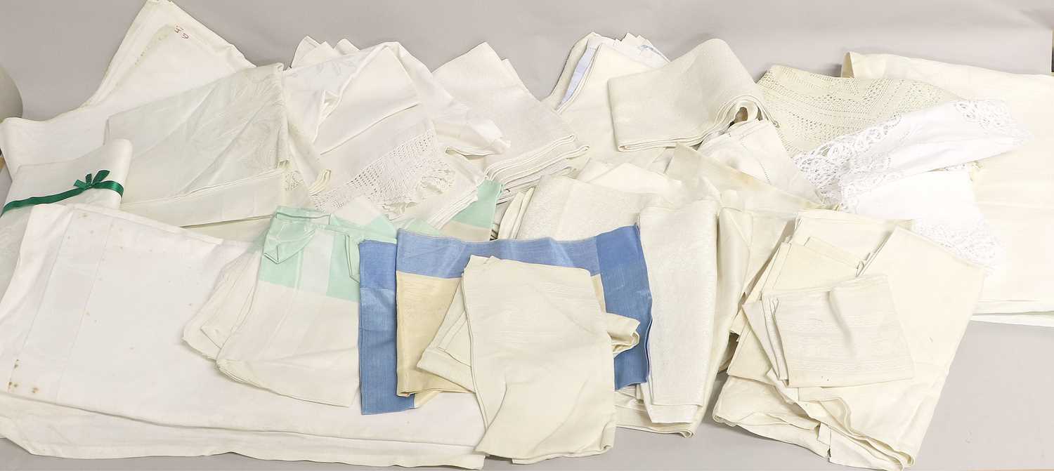 Lot 2003 - Assorted White Linen Damask Table Cloths and...