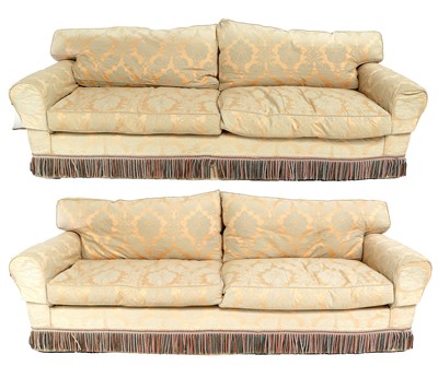 Lot 785 - A Pair of Feather-Filled Three-Seater Sofas,...