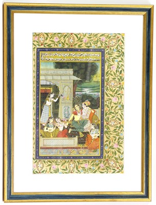 Lot 250 - Indian School Garden scene with a couple and...