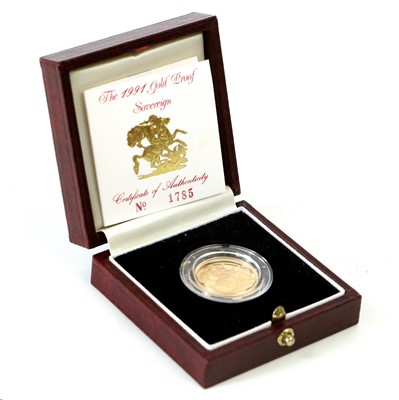 Lot 146 - Elizabeth II, Proof Sovereign 1991, obv....