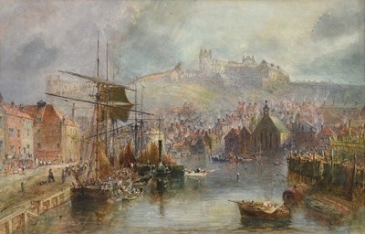 Lot 1028 - George Weatherill (1810-1890) Whitby Harbour...
