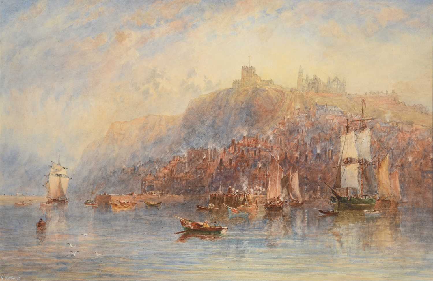 Lot 1026 - George Weatherill (1810-1890) Whitby Harbour...