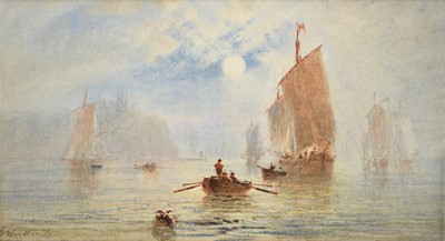 Lot 1028 - George Weatherill (1810-1890) "Whitby Harbour"...