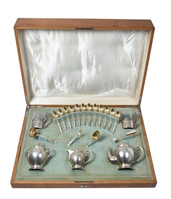Lot 2069 - A Three-Piece Russian Silver Tea-Service and Associated Tea-Equipage
