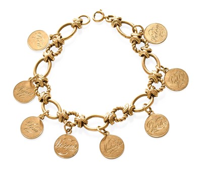 Lot 298 - A Fancy Link Bracelet, stamped '9' and '375',...