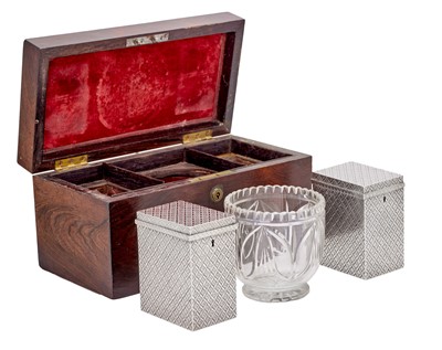 Lot 2004 - A George II and a George III Silver Tea-Caddy, in Rosewood Caddy