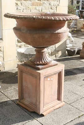 Lot 404 - A Large Terracotta Garden Urn and Stand, 20th...