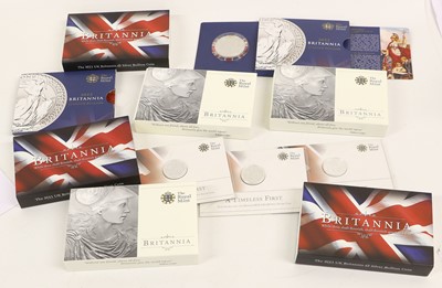 Lot 351 - Mixed UK Silver Bullion Coinage; to include;...