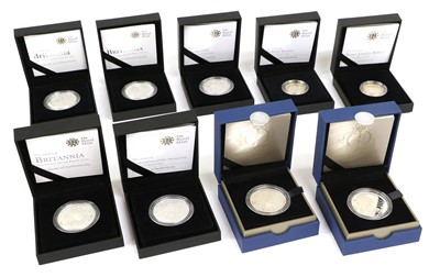 Lot 377 - 9x Royal Mint Silver Proof Coins, to include;...