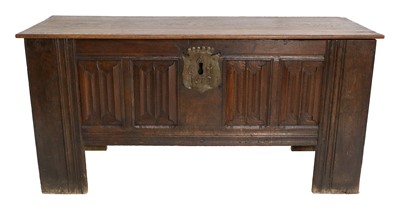 Lot 722 - A 20th Century Oak Linen-Fold Chest, with...