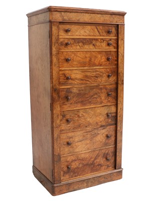 Lot 865 - A Victorian Figured-Walnut Wellington Chest,...