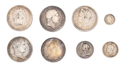 Lot 38 - Assorted 19th Century Silver Coinage, 8 coins...