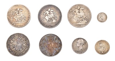 Lot 38 - Assorted 19th Century Silver Coinage, 8 coins...