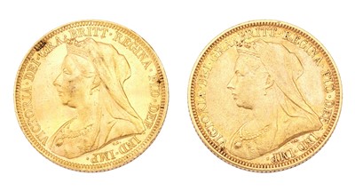 Lot 109 - 2x Victoria Sovereigns, 1894M and 1895S, both...