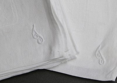 Lot 2090 - George V Interest, White Damask Table Cloth...