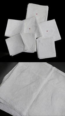 Lot 2179 - George V Interest, White Damask Table Cloth...