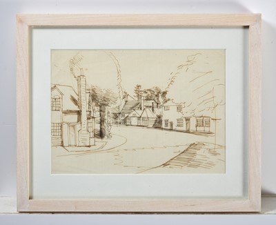 Lot 126 - John Aldridge RA (1905-1983) Village scene Pen...