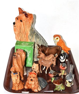 Lot 58 - One tray of assorted Beswick figures comprising: Yorkshire Terrier, model no. 2377, and four...