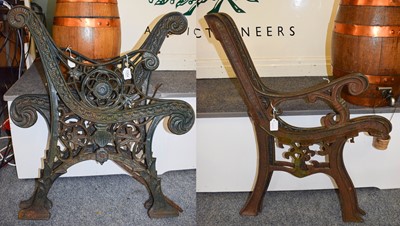 Lot 1304 - A Pair of Victorian Cast Metal Bench...