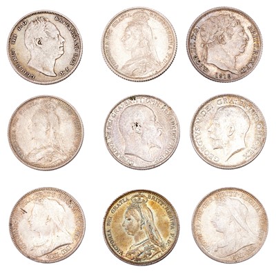 Lot 41 - An Assortment of Sixpences, 9 coins to include:...