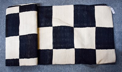 Lot 1310 - A Modern Kilim Type Rug, black and white check,...