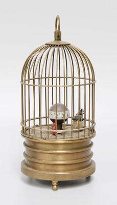 Lot 11 - A Reproduction Brass Birdcage Automaton Alarm...