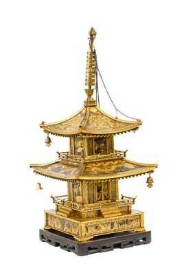 Lot 159 - A Japanese Gilt and Patinated Bronze Temple,...