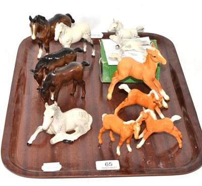 Lot 65 - One tray of assorted Beswick foals comprising: Foal (larger thoroughbred type), model no. 1813,...
