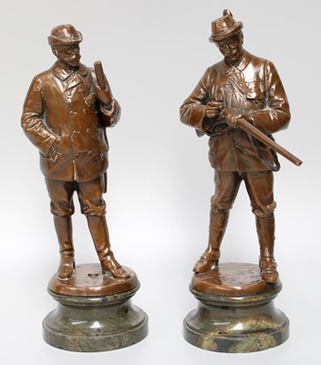 Lot 22 - A Pair of Patinated Bronze Figures of Tyrolean...