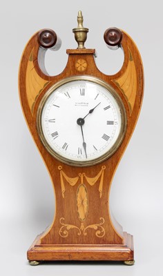 Lot 10 - An Edwardian Mahogany Inlaid Mantel Timepiece,...