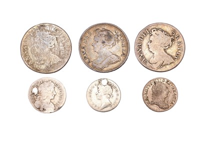 Lot 34 - 3x Queen Anne Shillings, comprising: 1709,...