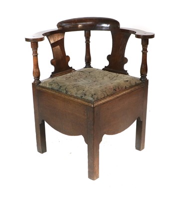 Lot 1223 - A George III Joined Oak Corner Chair, late...