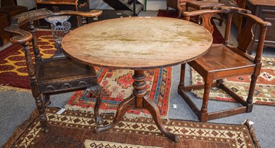 Lot 1338 - A George III Oak Tripod Table, 96cm by 73cm,...