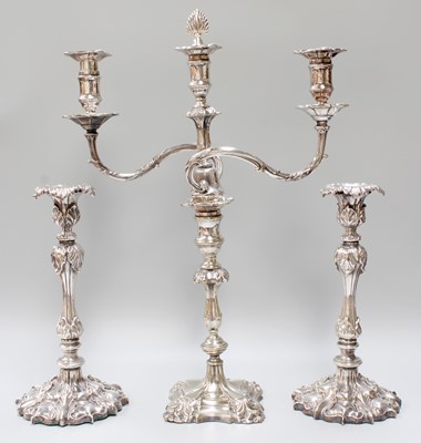 Lot 1031 - A Pair of Victorian Silver Plate Candlesticks,...