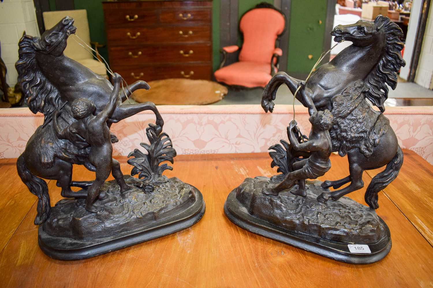 Lot 185 - A Pair of Spelter Marley Horses (a/f)