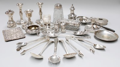 Lot 1010 - A Group of Assorted Silver, including a pair...