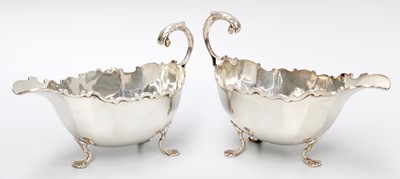 Lot 1095 - A Pair of George V Silver Sauceboats, by...