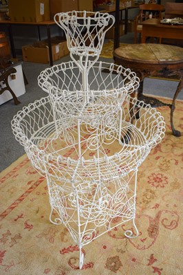 Lot 1302 - A Victorian Style Wirework Plant Stand, in white