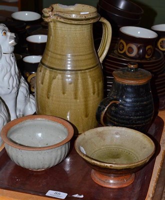 Lot 85 - Richard Batterham jug (chipped), two Richard Batterham bowls and a St. Ives pottery jug and...