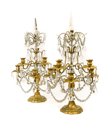 Lot 435 - A Pair of Gilt Metal and Glass Four-Light...