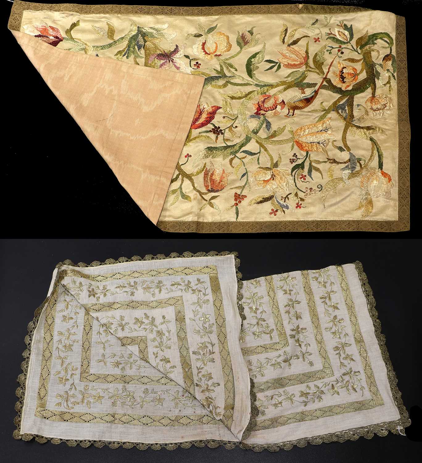 Lot 2009 - An Early 20th Century Cream Silk Panel,...