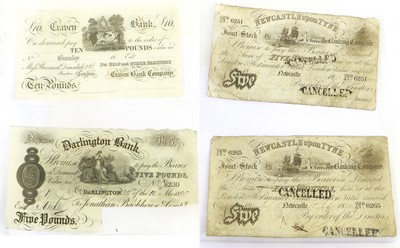 Lot 444 - 4x Provincial Banknotes, comprising; Craven...