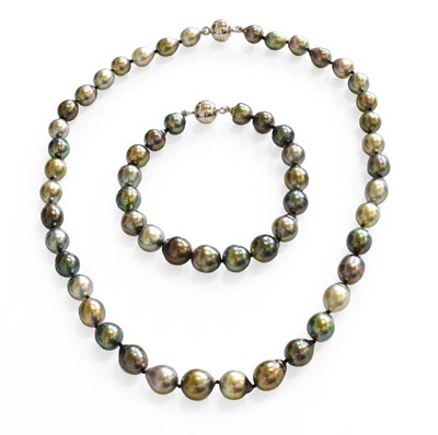 Lot 395 - A Tahitian Cultured Pearl Necklace and...