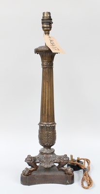 Lot 32 - A Classical Style Bronze Columnar Table Lamp,...