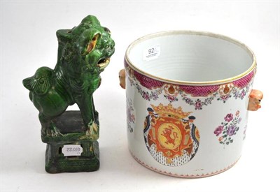 Lot 92 - Chinese green glazed temple guardian and a Samson of Paris wine cooler