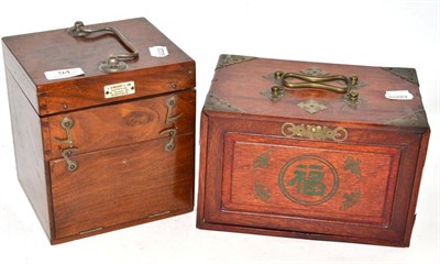 Lot 94 - Chinese cased Mahjong set and a mahogany cased electric shock machine