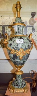 Lot 1323 - A Mottled Green Marble and Gilt Metal Mounted...