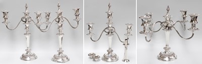 Lot 1103 - A Set of Silver Plate Candleabra, with various...