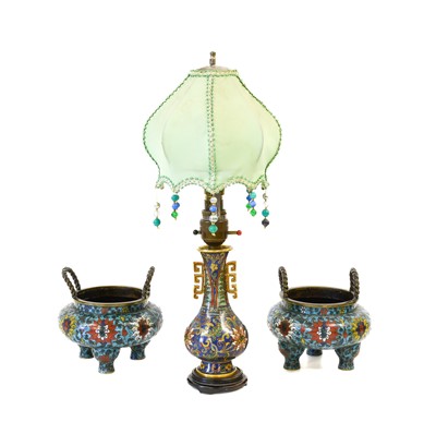 Lot 154 - A Pair of Chinese Cloisonne Tripod Censers, in...