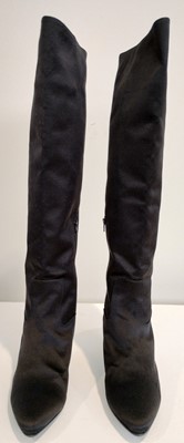 Lot 1007 - Pair of Chanel Black Satin Knee High Heeled...